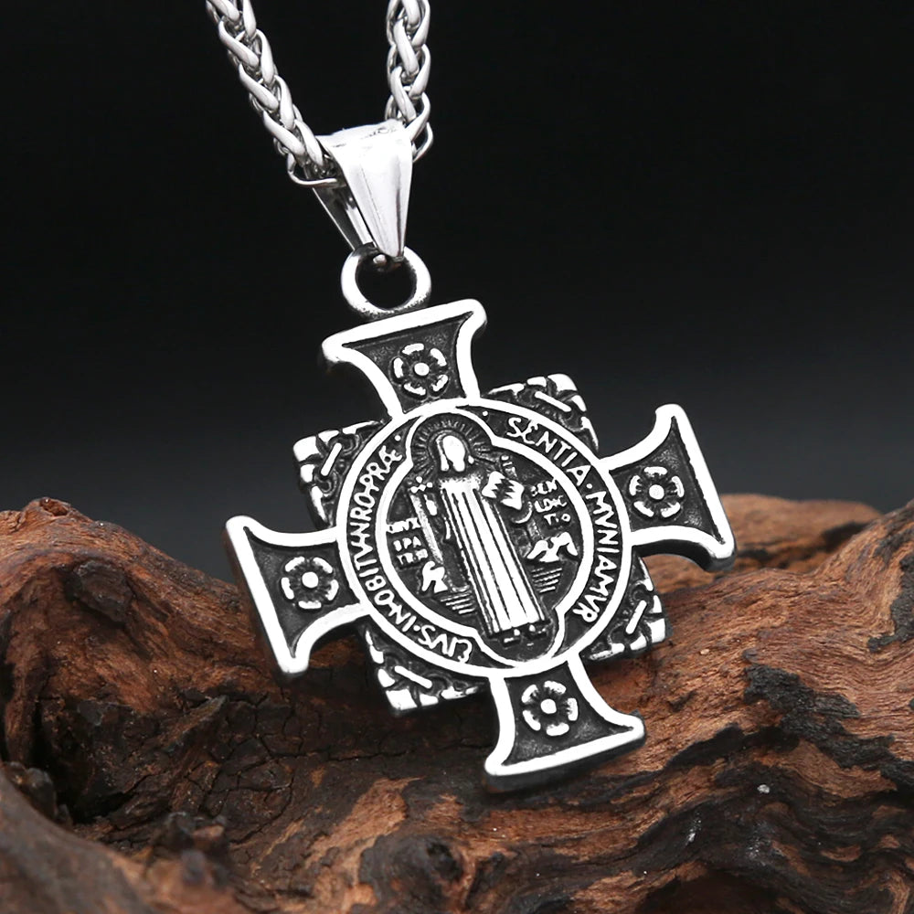 Saint Benedict Pendant — Stainless Steel