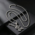 Gothic Hip Hop Skull Skeleton Guitar Necklace for Men Punk Instruments Pendant Stainless Steel Chain Neck Rock Jewelry Accessory