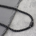 Fashion 12 Constellations Beaded Necklace Men Natural Black Onyx Stone Beads 48cm Short Collar Jewelry Leisure Party Homme Joias