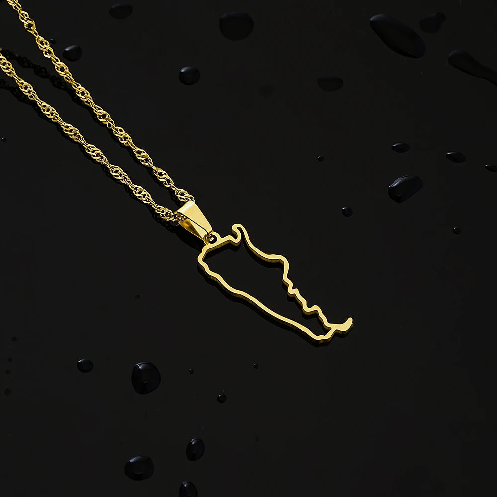 Fashion Argentina Map City Pendant Necklace Stainless Steel Men Women Gold Color Ethnic Maps Jewelry Gift