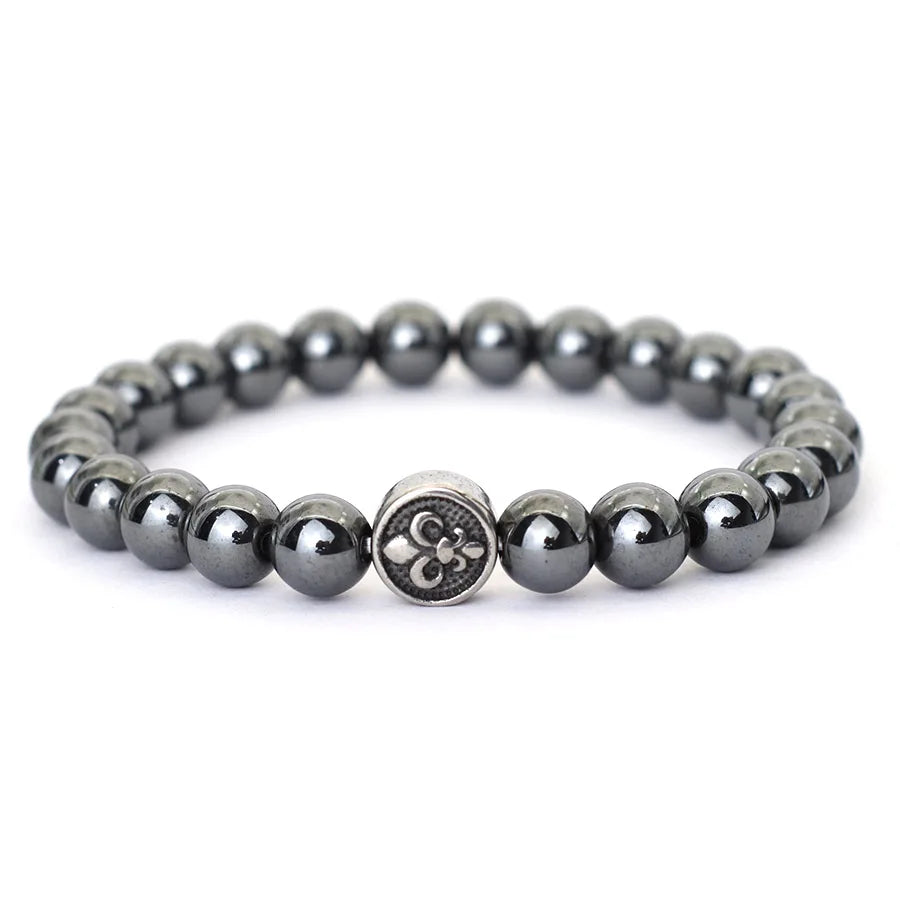 Simple Style Natural Stone Bracelet For Men Stainless Steel Metal Volcanic Rock Tiger Eyes Strand Braclet Perfect Gift Boyfriend