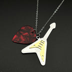 Rock Roll Electric Guitar Pick Necklace For Men Women Stainless Steel Music Lover Gift Hiphop Band Chain Rapper Jewelry
