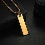 Square Bar Pendant Necklace — Stainless Steel