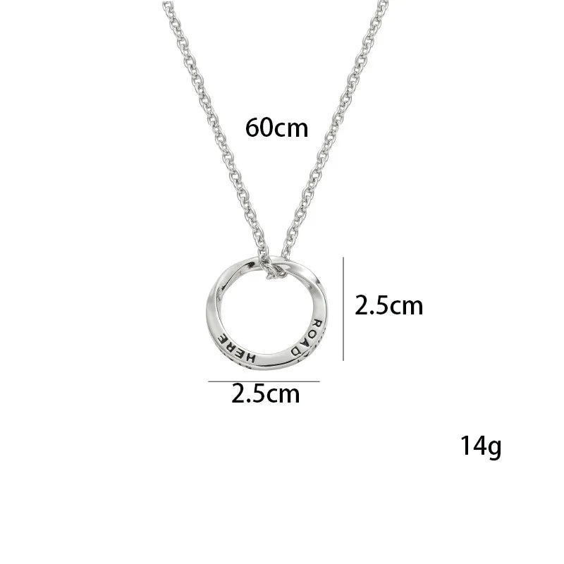 Silver Mobius Circle Pendant Necklace Stainless Steel