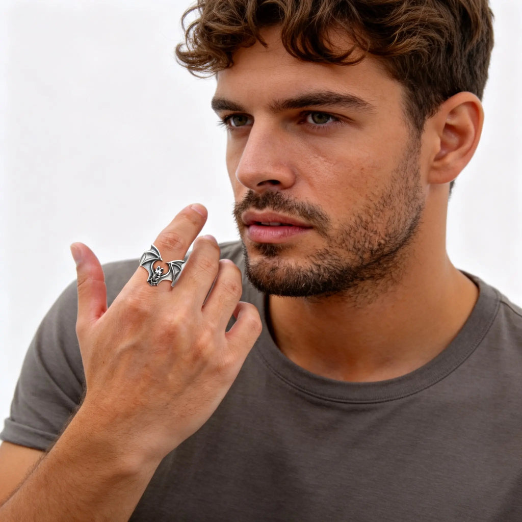 Gothic Winged Bat Ring — Stainless Steel