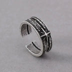 Unisex Silver Starry Night Punk Gothic Adjustable Open Ring Retro Handmade Art Jewelry Gift for Men And Women