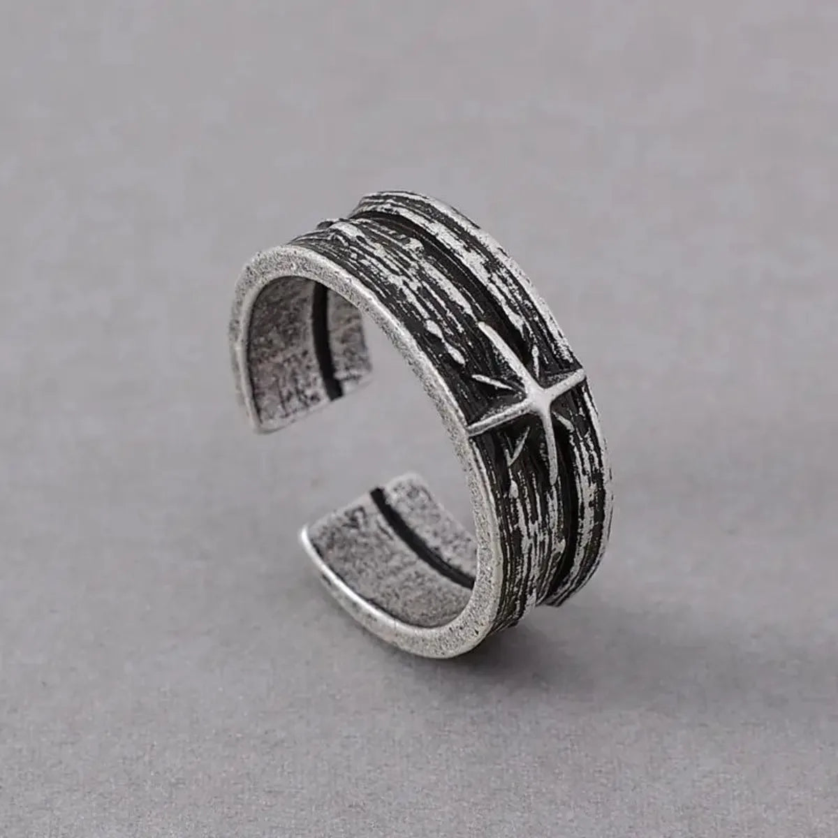 Unisex Silver Starry Night Punk Gothic Adjustable Open Ring Retro Handmade Art Jewelry Gift for Men And Women