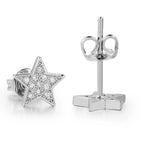 Iced Out Star Stud Earrings Stainless Steel CZ