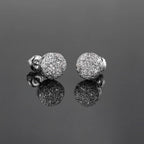Iced Out Hemispherical Stud Earrings — SS