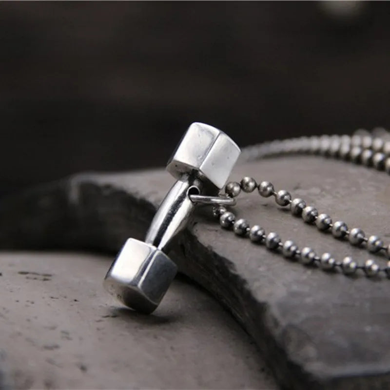Glossy Dumbbell Pendant — 925 Silver