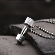 Glossy Dumbbell Pendant — Silver-Tone