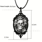 Gothic Crow Black Forest Charm Necklace Fashion Witch Jewelry Gift Pagan Cross Black Cat Skull Glass Pendant Necklace