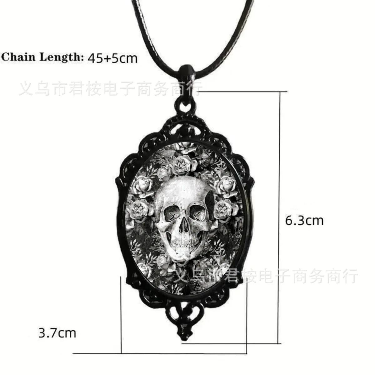 Gothic Crow Black Forest Charm Necklace Fashion Witch Jewelry Gift Pagan Cross Black Cat Skull Glass Pendant Necklace