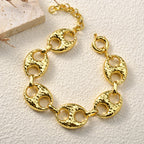 Cuban Bracelet Necklace Set for Men and Women — Gold-Tone