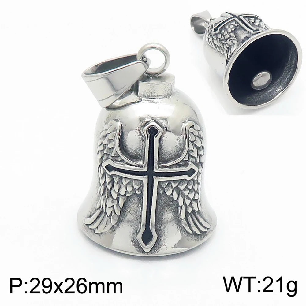 Guardian Angel Wings Bell Necklace — Stainless Steel