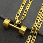 Gym Dumbbell Pendant Necklace — Stainless Steel