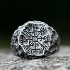 2023 NEW Men's 316L Stainless-Steel Rings Viking Runes Compass Totem Odin Meteorite Fashion Jewelry for Gift Free Shipping