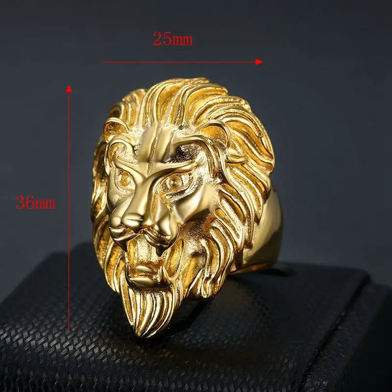 Lion Head Steel Ring 316L Animal Style Finger