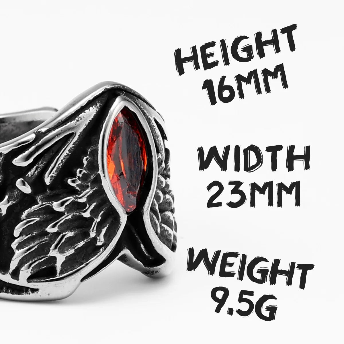 Angel Wings Gemstone Ring — Stainless Steel