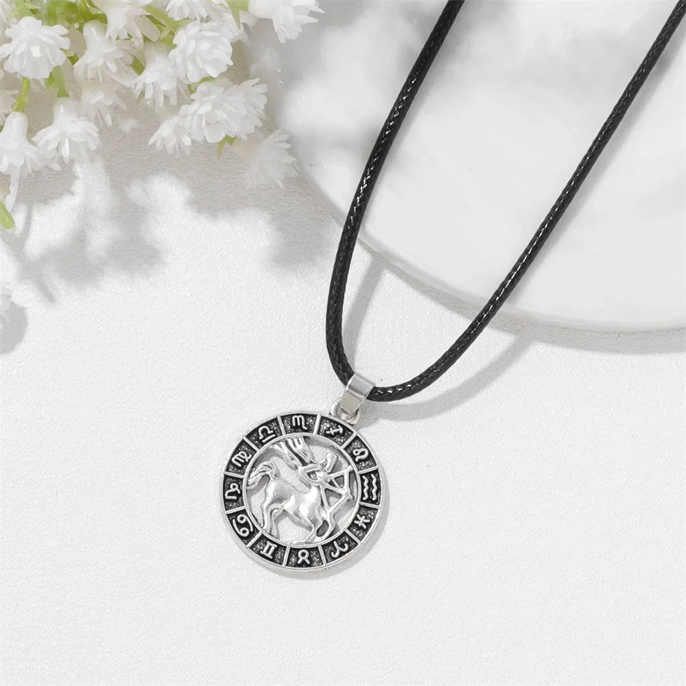 12 Horoscope Pendant Necklace For Women Men Silver Color Aries Leo 12 Constellations Zodiac Sign Necklaces Choker