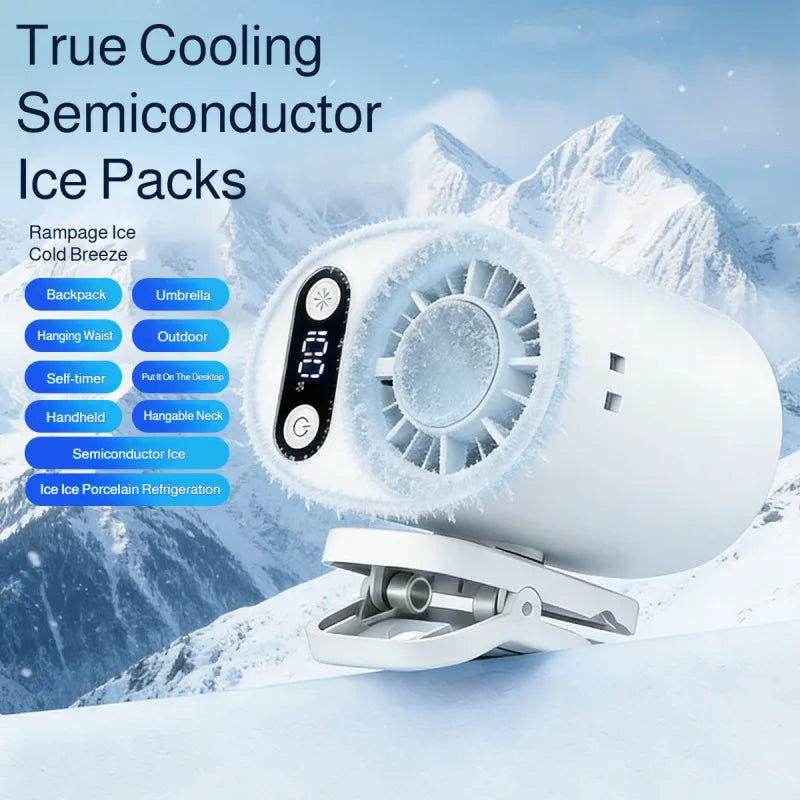 Semiconductor Cooling Clip on Fan Intelligent Digital Display 100 Adjustable Speeds Portable USB Desk Fan for Home