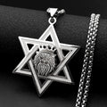 Star of David Lion of Judah Pendant Necklace — Gold-Tone Steel