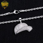 Iced Out Baseball Cap Pendant Necklace — Gold-Tone