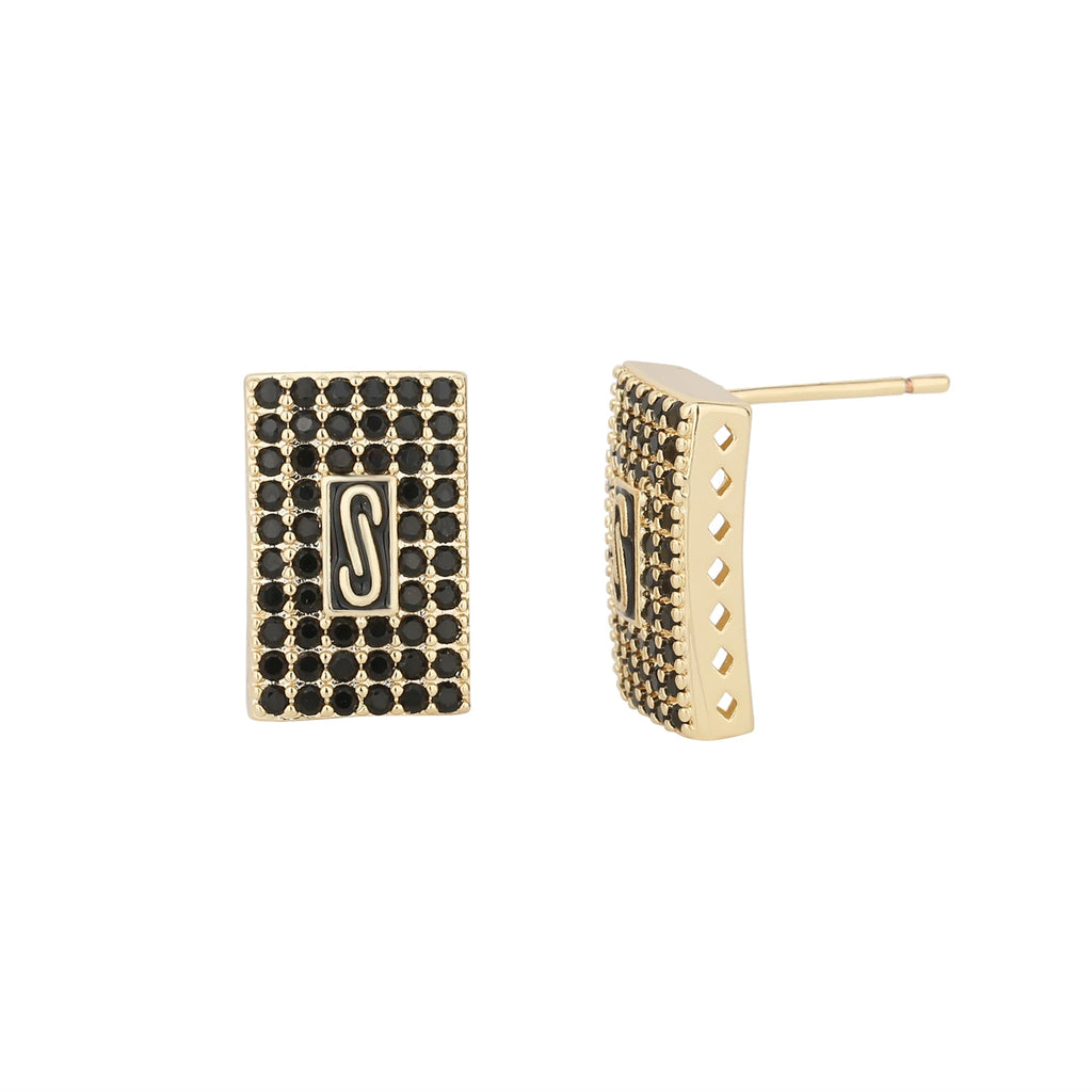 ‌ Brass Earrings with Zirconia Stones Square Minimalist Stud Earrings for Women Hot Sale Fashion Jewelry Gift