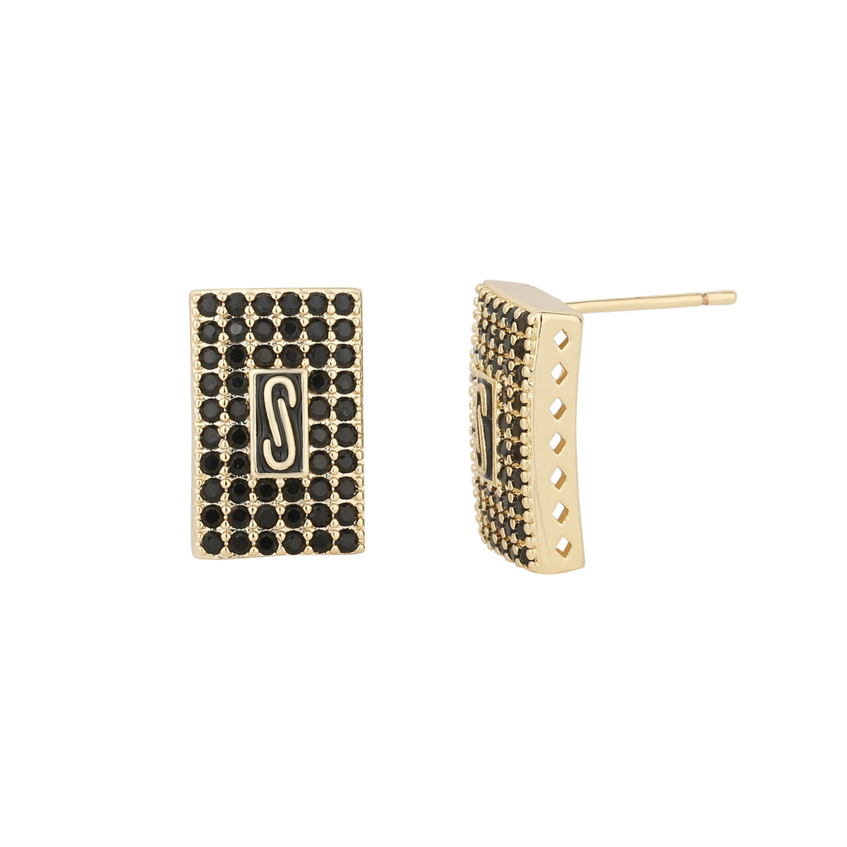 ‌ Brass Earrings with Zirconia Stones Square Minimalist Stud Earrings for Women Hot Sale Fashion Jewelry Gift
