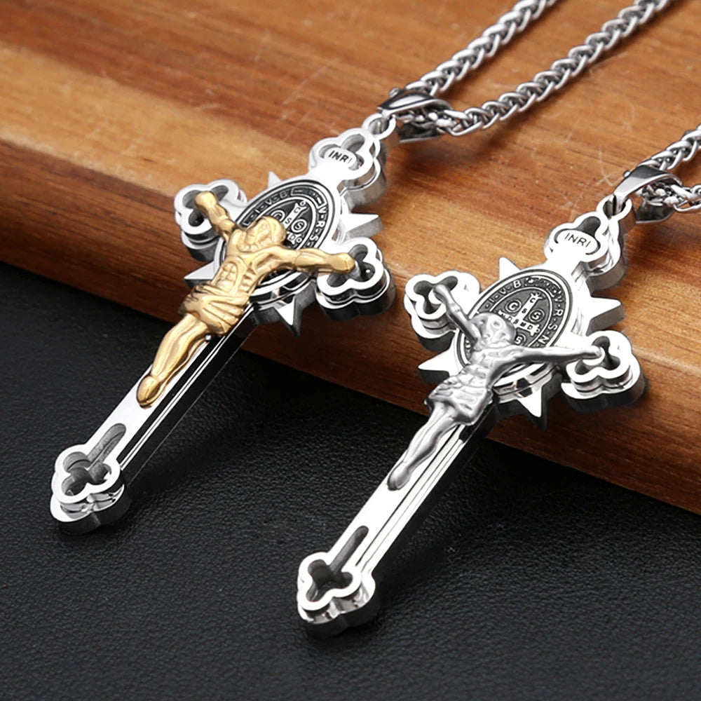 Cross Jesus Christ Steel Pendant 316L Religious