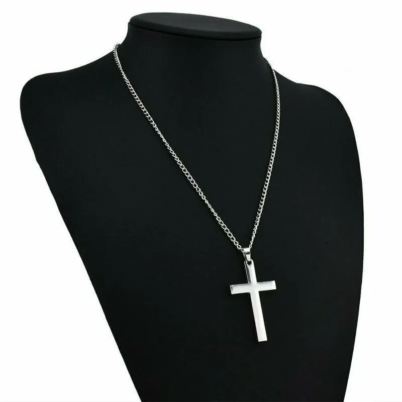 3-piece Set of Three-Colored Smooth Cross Cuban Chain Necklace in Minimalist Neutral Style, Suitable for Daily Commute