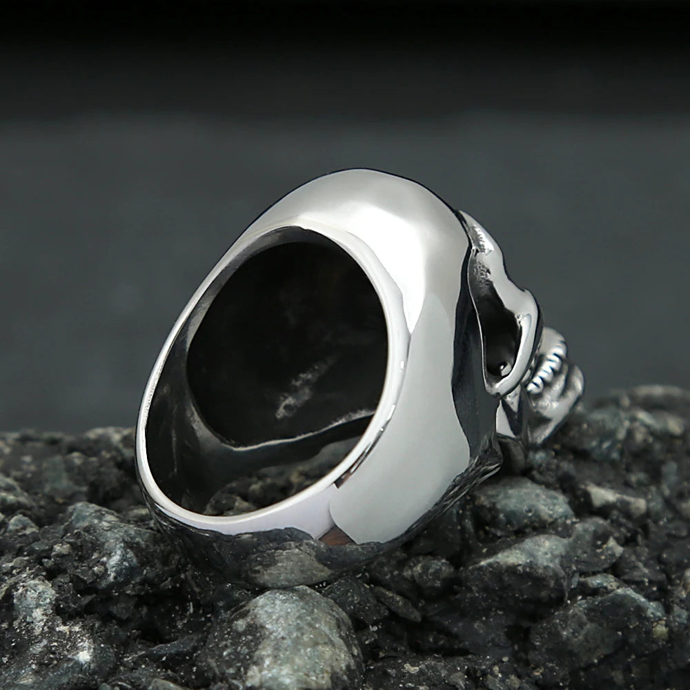 Punk Skull Ring With Movable Jaw — Stainless Steel
