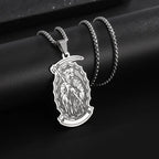 Retro Punk Stainless Steel Holy Death Skull Scythe Pendant Necklace for Men  Gothic Jewelry Halloween Gifts