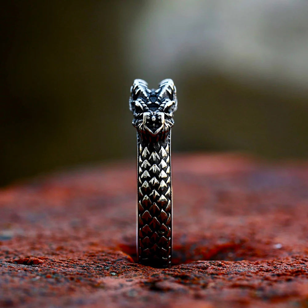 Viking Ouroboros Snake Ring — Stainless Steel
