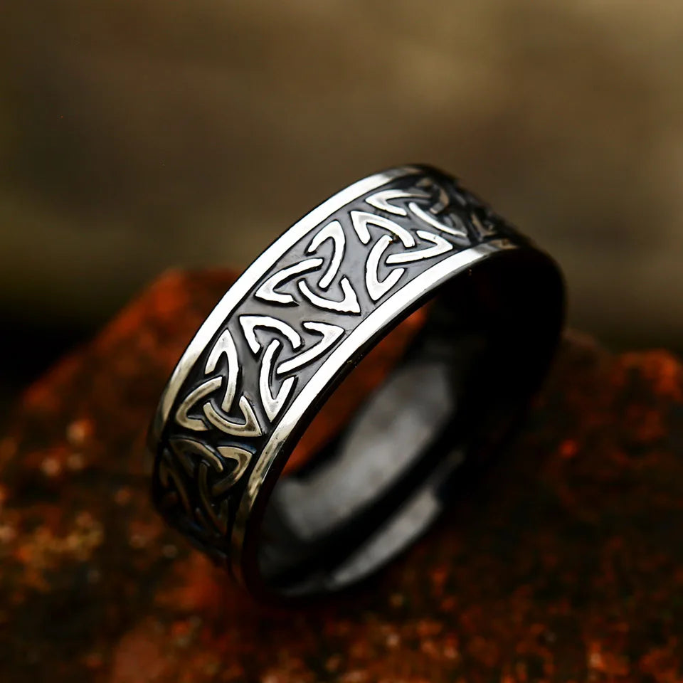 Valknut Steel Ring Vintage Vikings Party