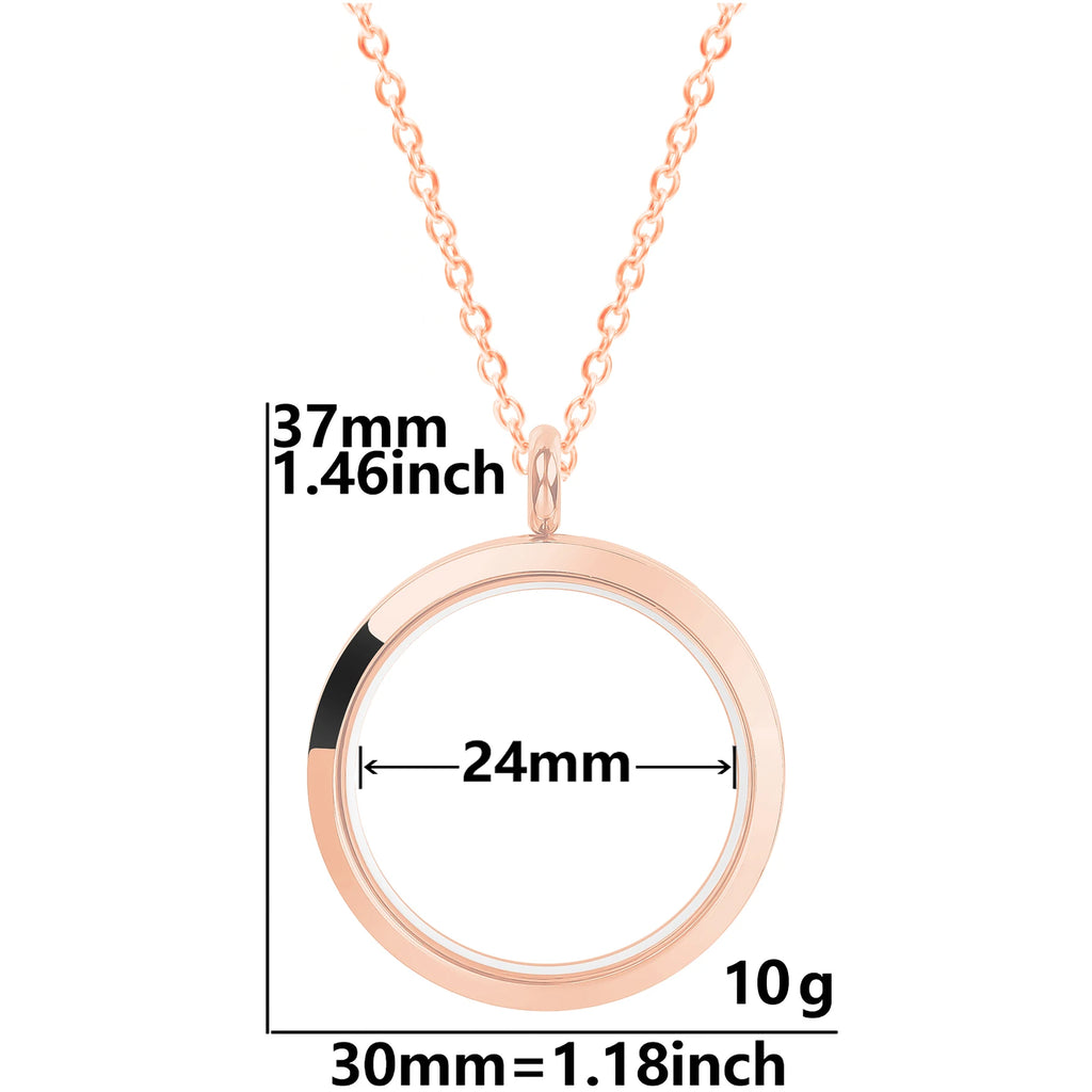 Round Pendant Necklace Locket Charm Stainless Steel Necklaces For Women Men Jewelry Chain Around Neck Necklace Decoration Gifts