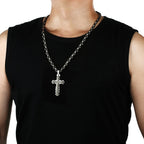 Catholic Bible Cross Byzantine Chain Necklace — Stainless Steel