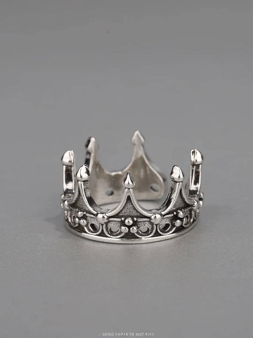 DAMAI Gothic Style Adjustable Open Crown Ring for Men Dark Black Personality Ring Finger Accessory Fashionable Jewelry