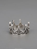 DAMAI Gothic Style Adjustable Open Crown Ring for Men Dark Black Personality Ring Finger Accessory Fashionable Jewelry