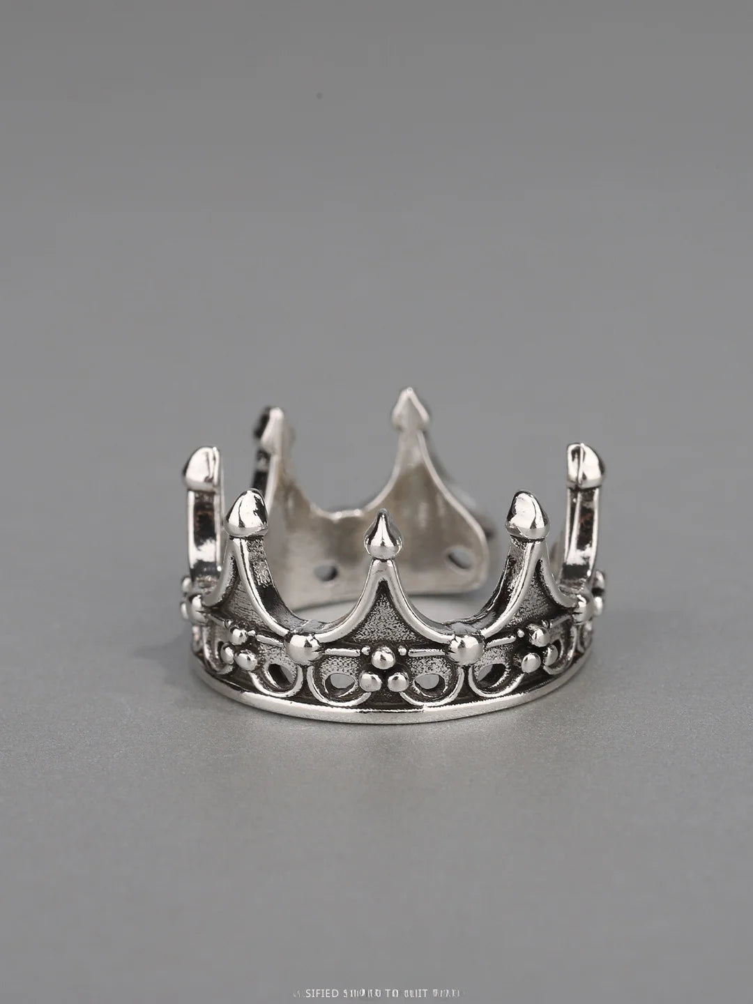 DAMAI Gothic Style Adjustable Open Crown Ring for Men Dark Black Personality Ring Finger Accessory Fashionable Jewelry