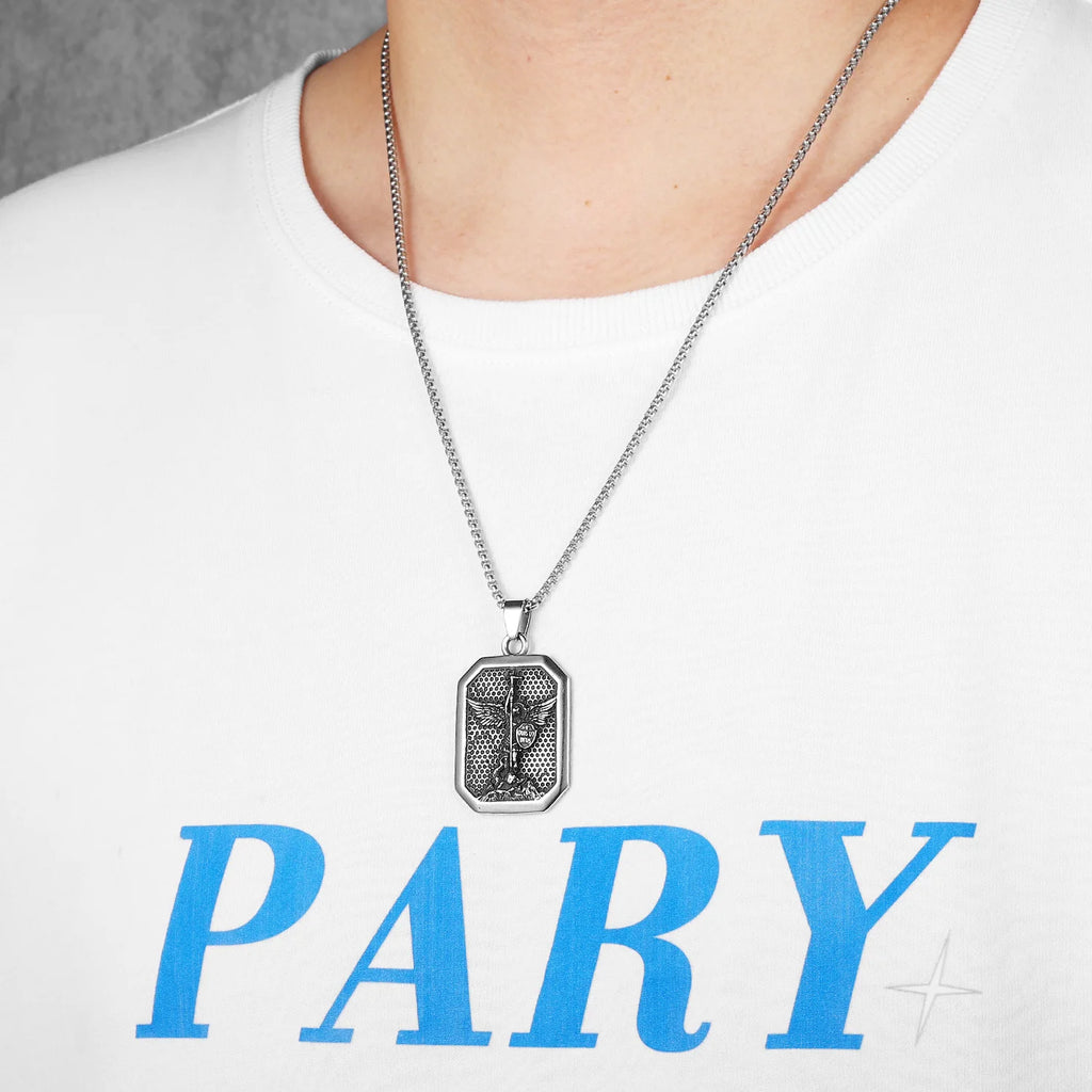 Archangel Michael Pendant Necklace Stainless Steel
