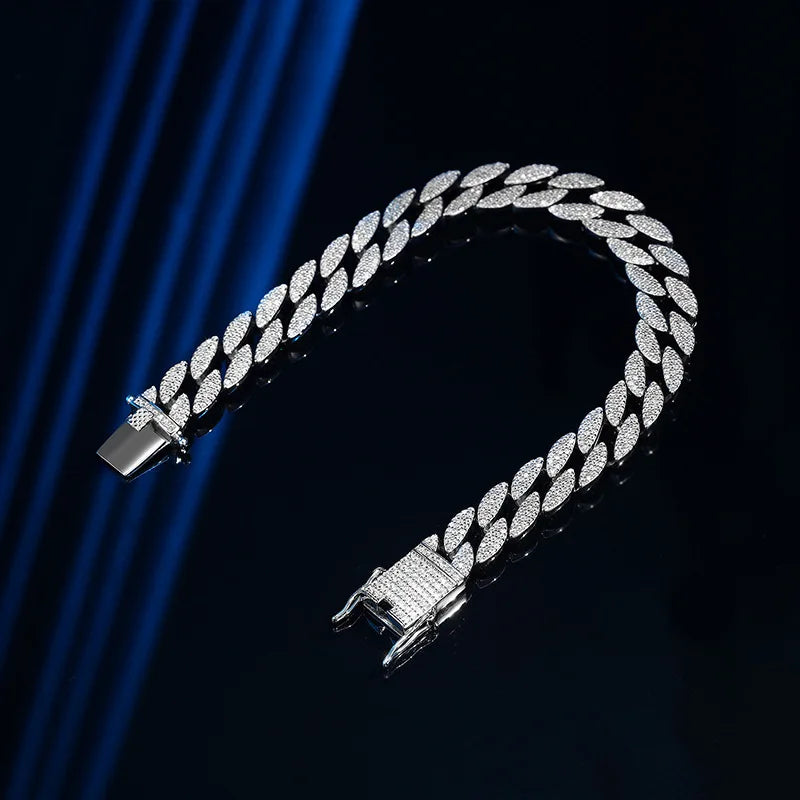 Luxury Solid Platinum PT950 Cuban Bracelet Men's Diamonds Men's Bracelet