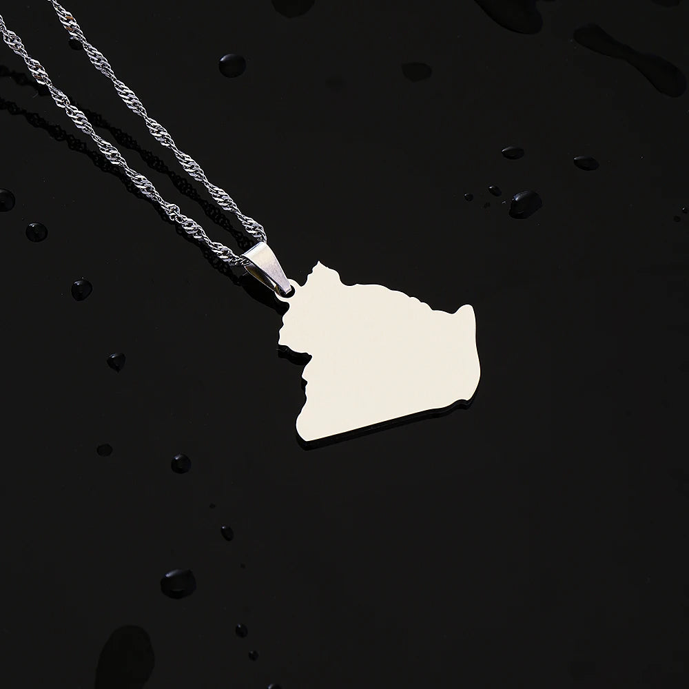 Algeria Map Pendant Necklace — Stainless Steel
