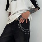 Punk Triple-Strand Star Charm Jeans Chain Keychain