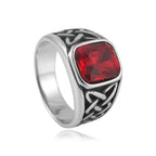 Viking Steel Ring Vintage Nordic Knot Rune Square