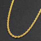 Luxury 24K 9999 Pure Gold real gold Hip Hop Fashion Brand Twist Chain Men's Width 4mm Necklace Length 45cm 50cm 55cm 60cm