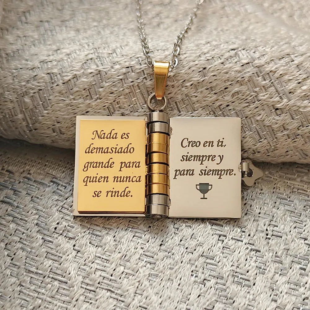 Openable Book Spanish Mi Campeón Son Necklace Mi Pequeña Estrella Daughter Necklaces My Little Star Choker Birthday