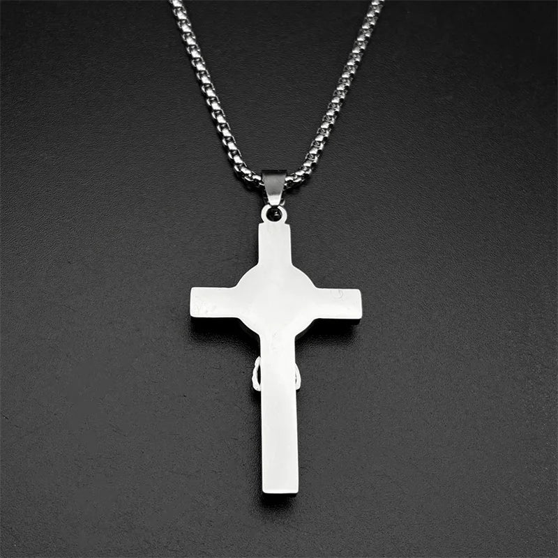 Saint Benedict Jesus Crucifix Chain Necklace — Stainless Steel