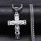 Saint Benedict Jesus Crucifix Chain Necklace — Stainless Steel