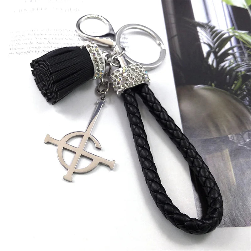 Iced Out Key Steel Pendant Ghost Tassel Crystal